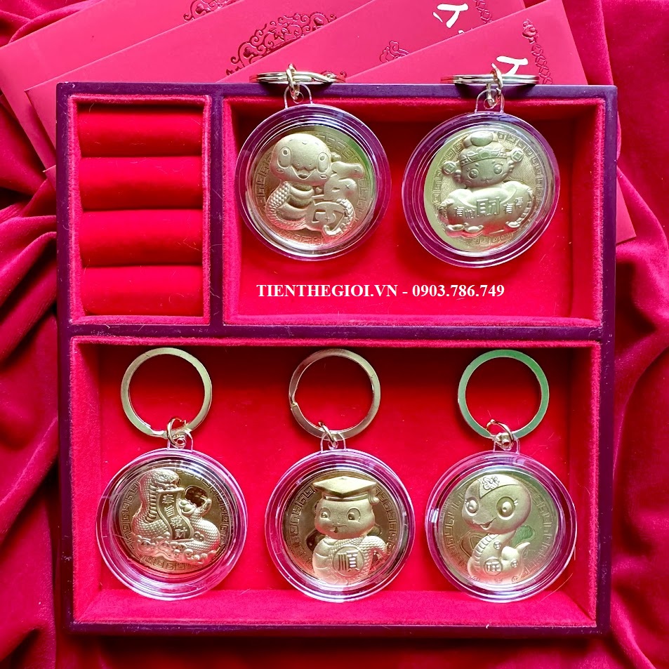 Móc Khóa Đồng Xu Con Rắn Cute